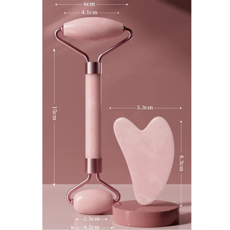 Rose Quartz Face Roller & Gua Sha Set