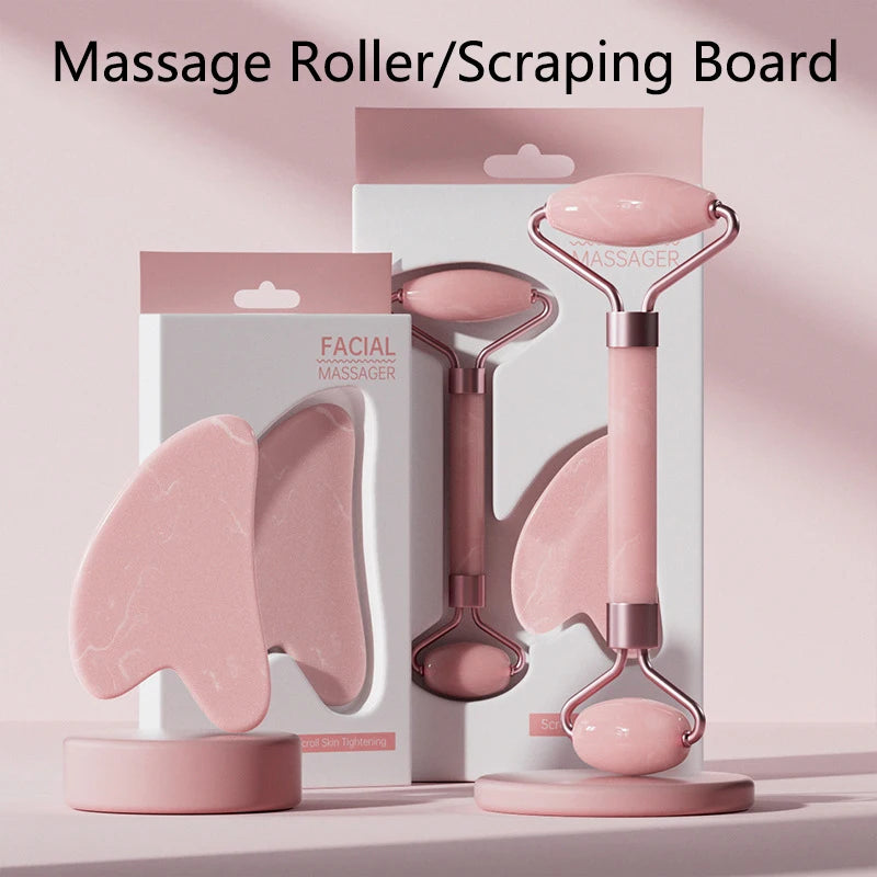 Rose Quartz Face Roller & Gua Sha Set