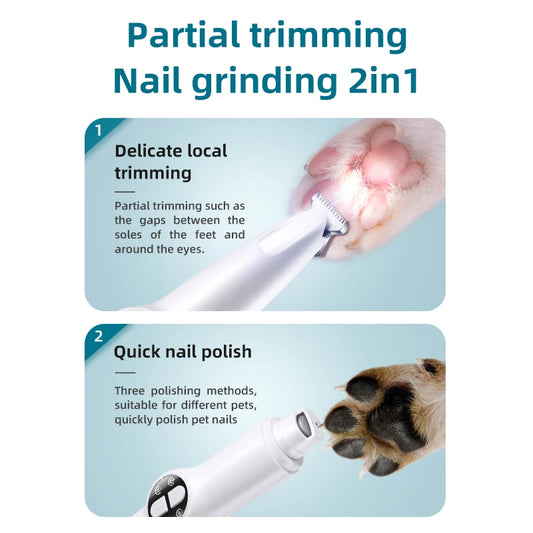 New pet nail hair scissors, fully waterproof with LED movement.