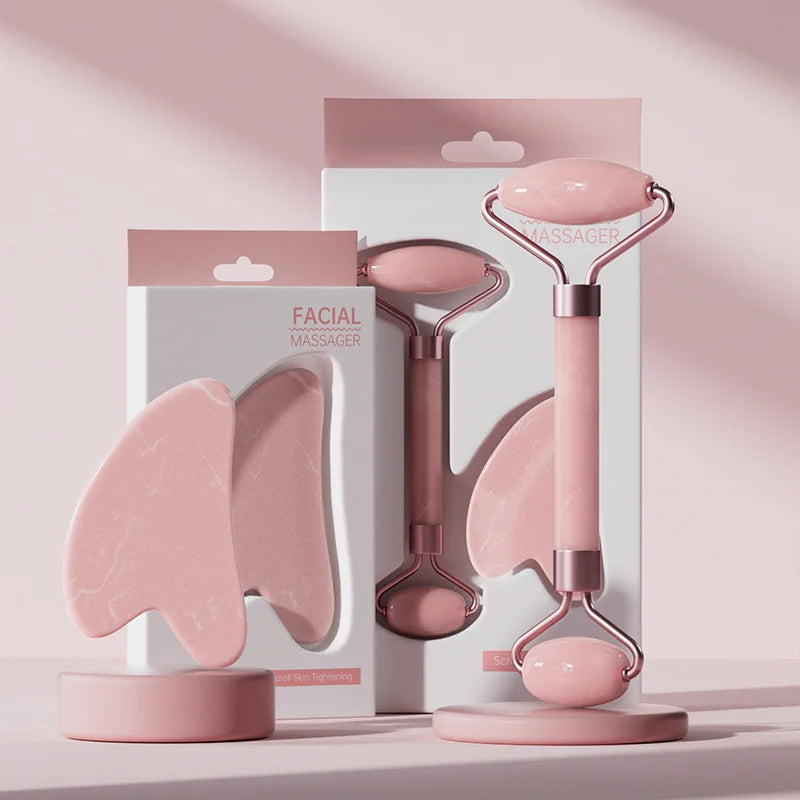 Rose Quartz Face Roller & Gua Sha Set