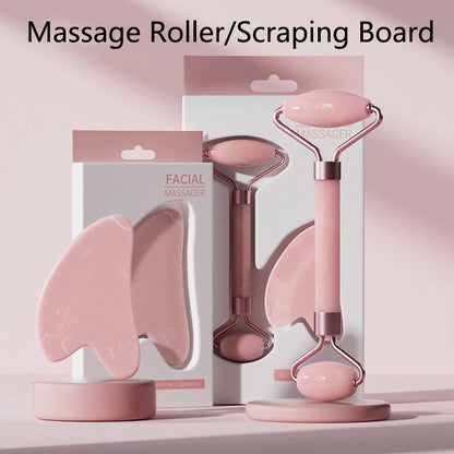 Rose Quartz Face Roller & Gua Sha Set