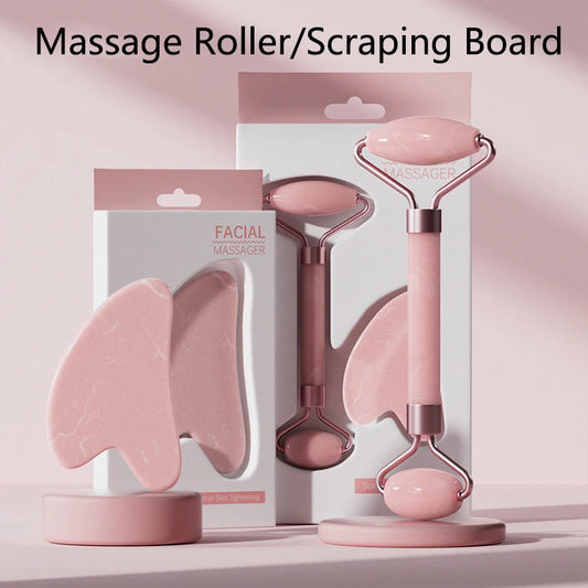 Rose Quartz Face Roller & Gua Sha Set